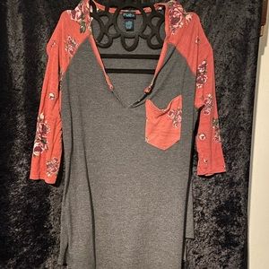 Mauve Floral Raglan Top